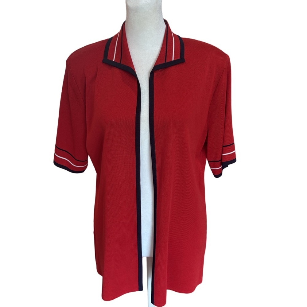 Mistook Size S short sleeve open front cardigan with black and white accents